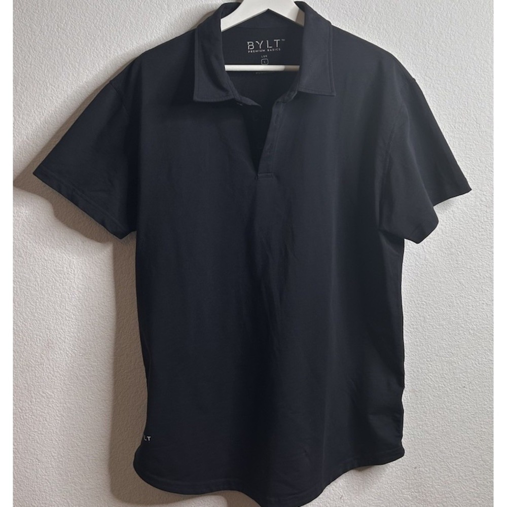 Bylt Premium Basics Lux Large Black Collared Polo Short Sleeve Shirt Cotton